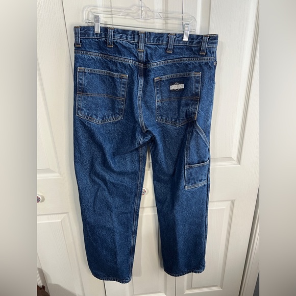 Diamond Gusset Flannel Lined Hybrid Carpenter jeans size 35 x 30 - Picture 7 of 9